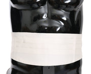 Dolce & Gabbana White Men Waist Belt 100% Silk Cummerbund - ACCEXO