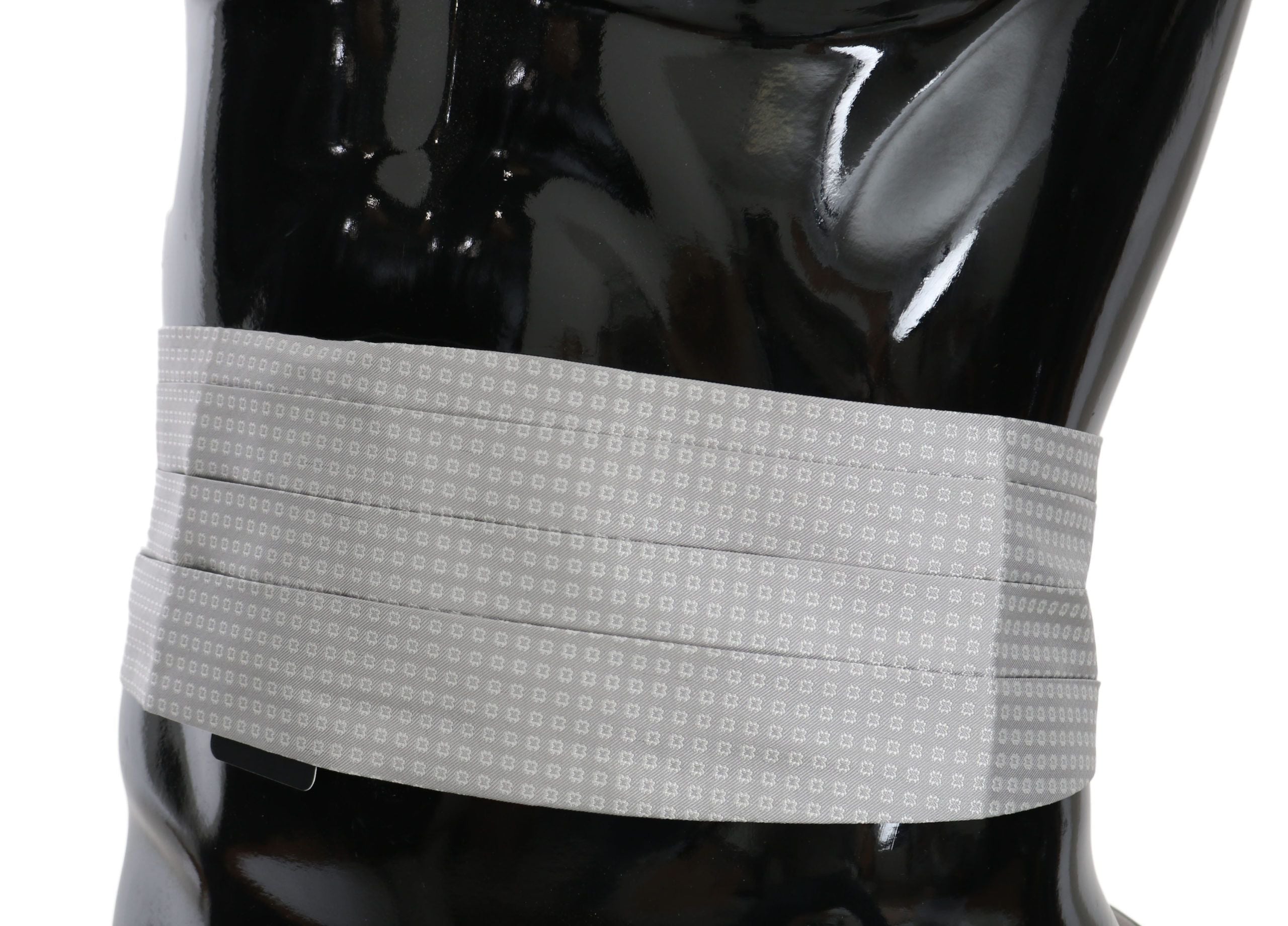 Dolce & Gabbana Gray Patterned Waist Belt Silk Cummerbund - ACCEXO