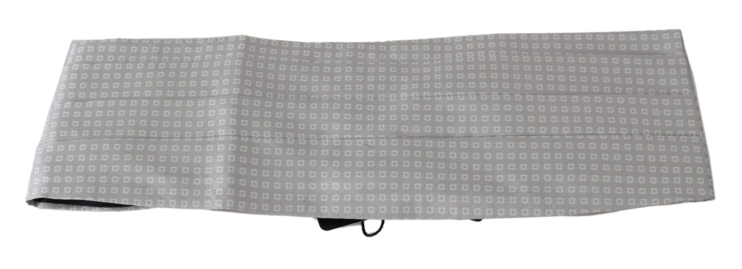 Dolce & Gabbana Gray Patterned Waist Belt Silk Cummerbund - ACCEXO