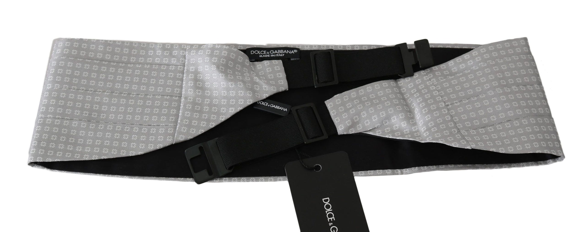Dolce & Gabbana Gray Patterned Waist Belt Silk Cummerbund - ACCEXO