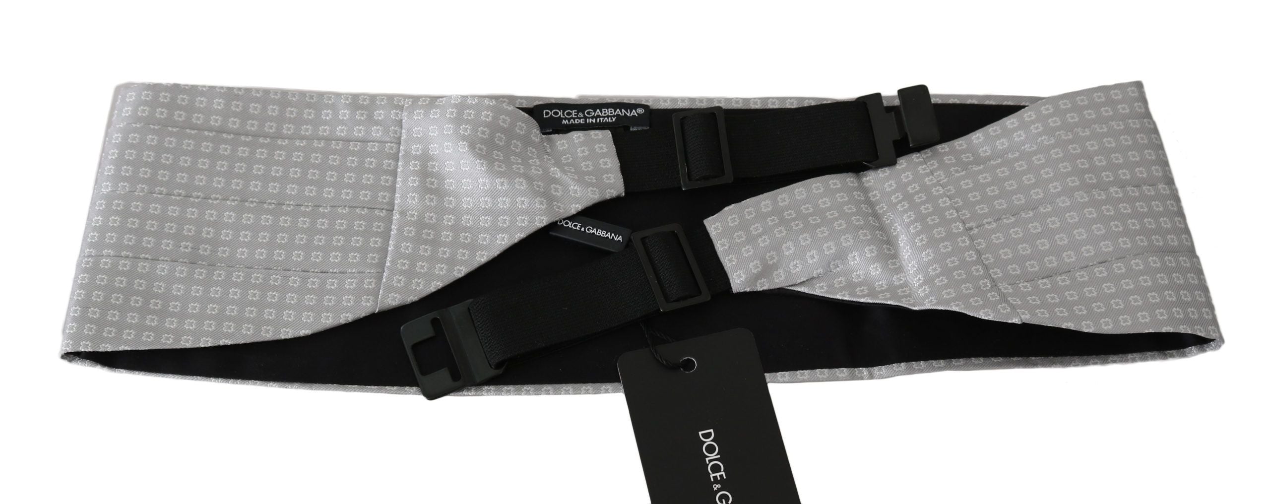 Dolce & Gabbana Gray Patterned Waist Belt Silk Cummerbund - ACCEXO