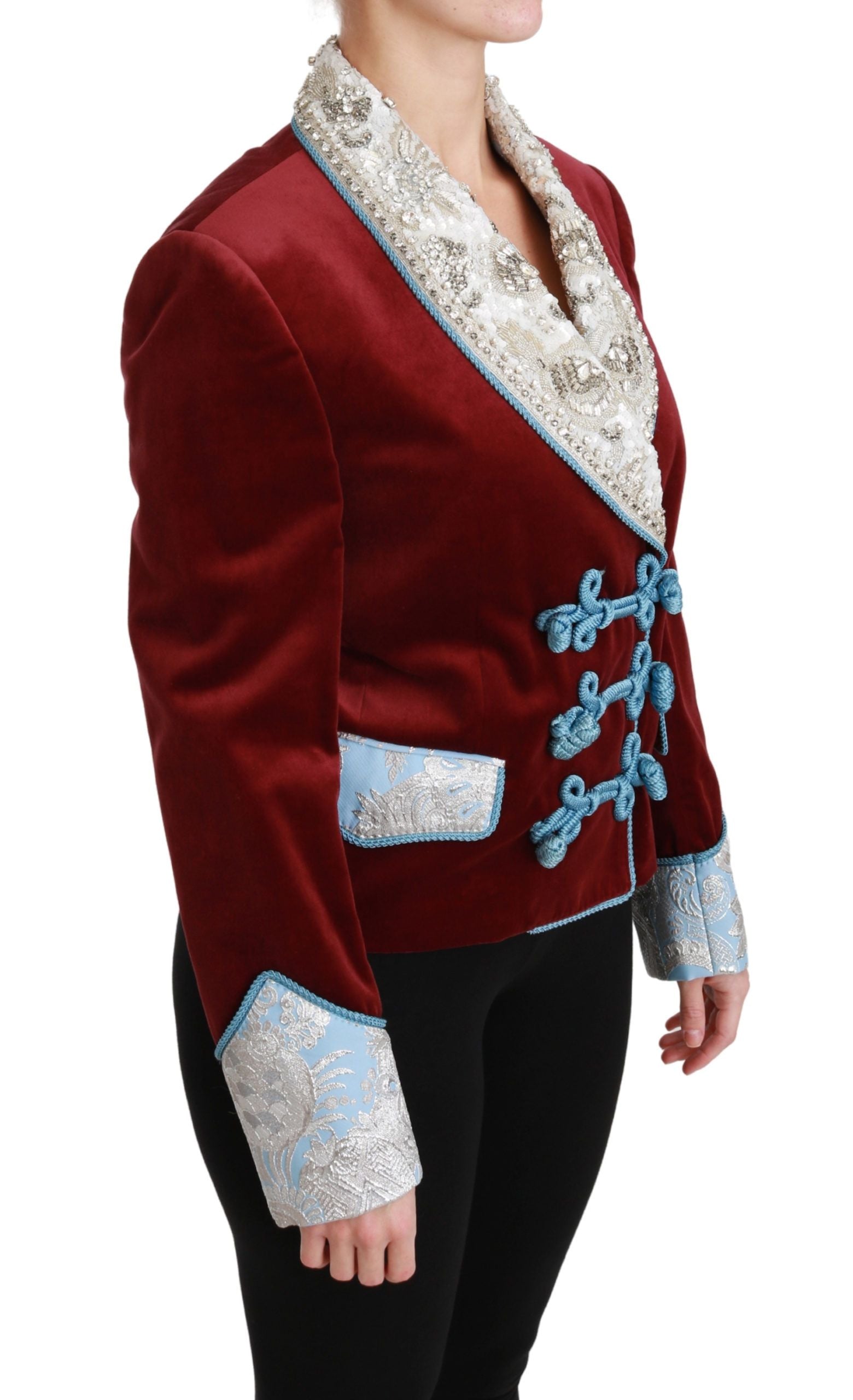 Dolce & Gabbana Opulent Red Baroque Detail Blazer - ACCEXO