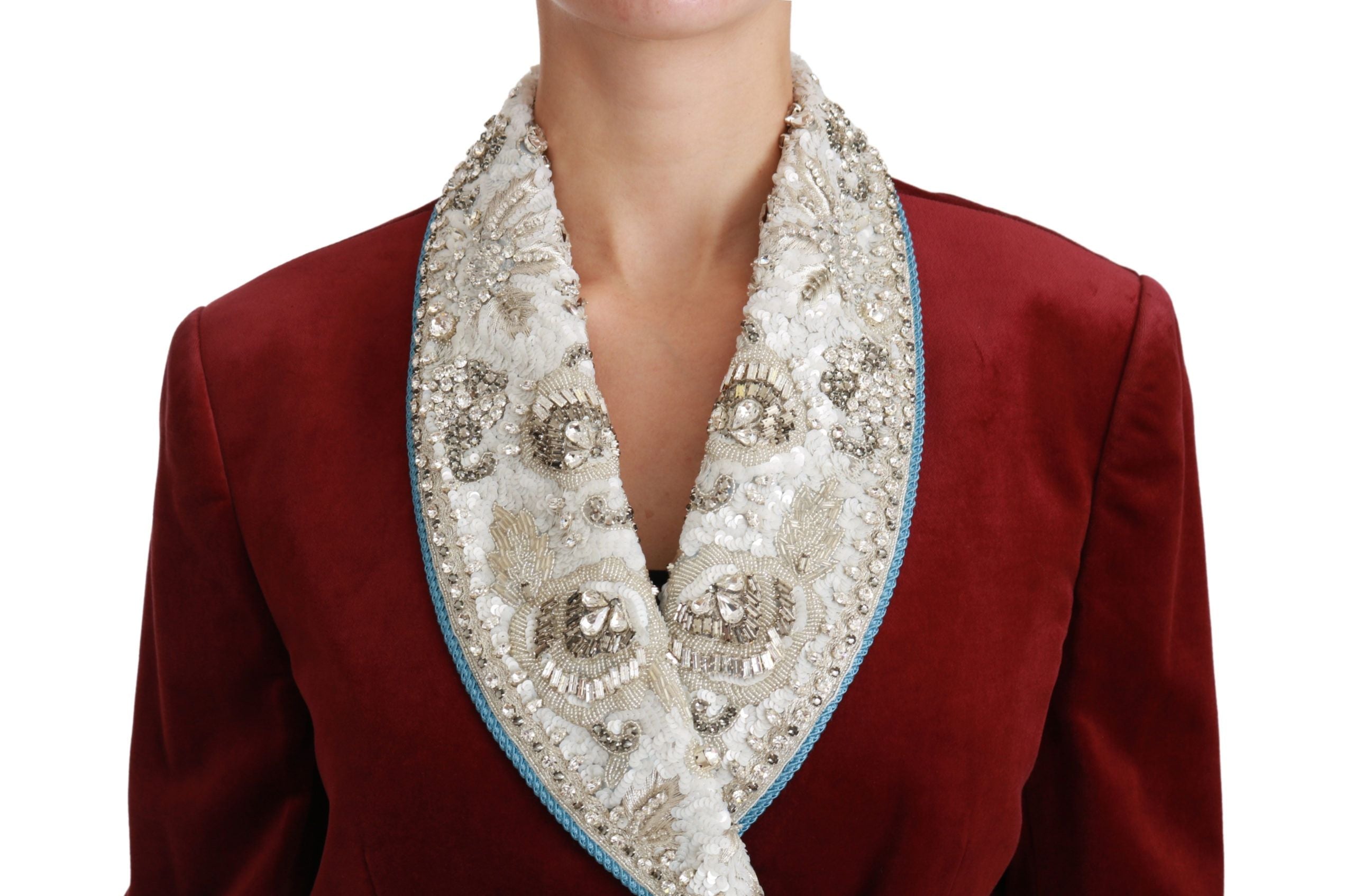 Dolce & Gabbana Opulent Red Baroque Detail Blazer - ACCEXO