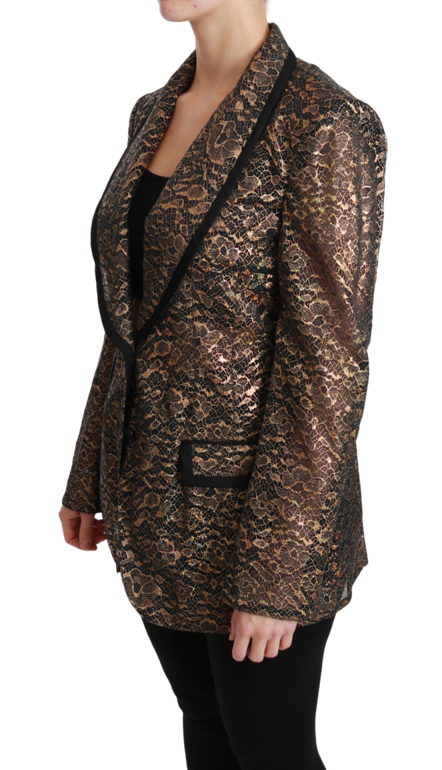 Dolce & Gabbana Elegant Gold Floral Lace Blazer Jacket - ACCEXO