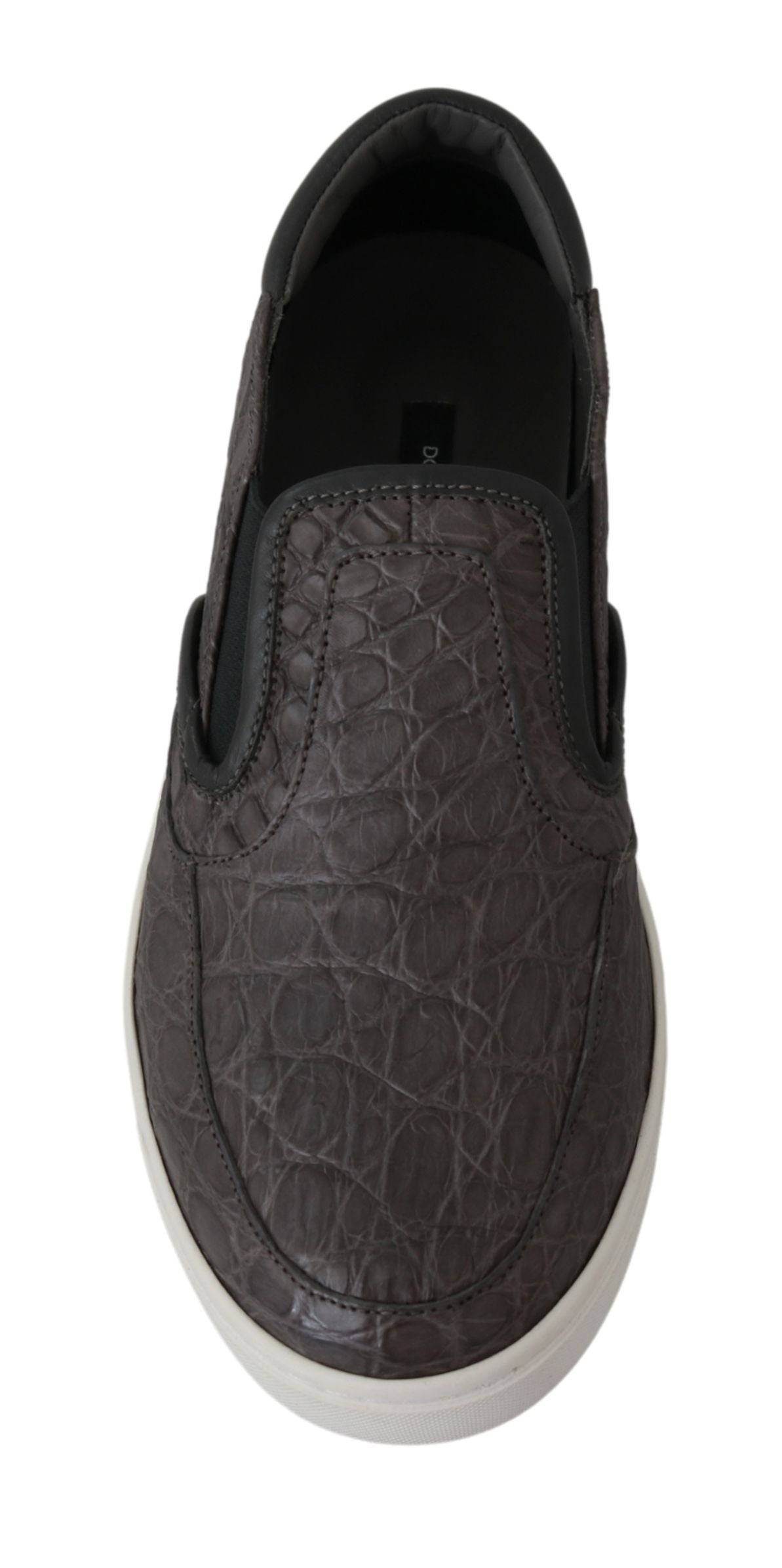 Dolce & Gabbana Elegant Gray Caiman Leather Loafers - ACCEXO