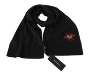 Dolce & Gabbana Elegant Virgin Wool Men's Scarf with Embroidery - ACCEXO