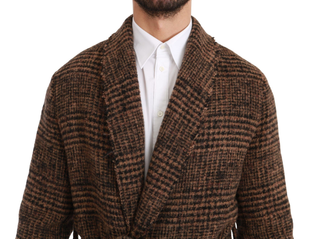 Dolce & Gabbana Elegant Brown Alpaca Blend Belted Cape Jacket - ACCEXO