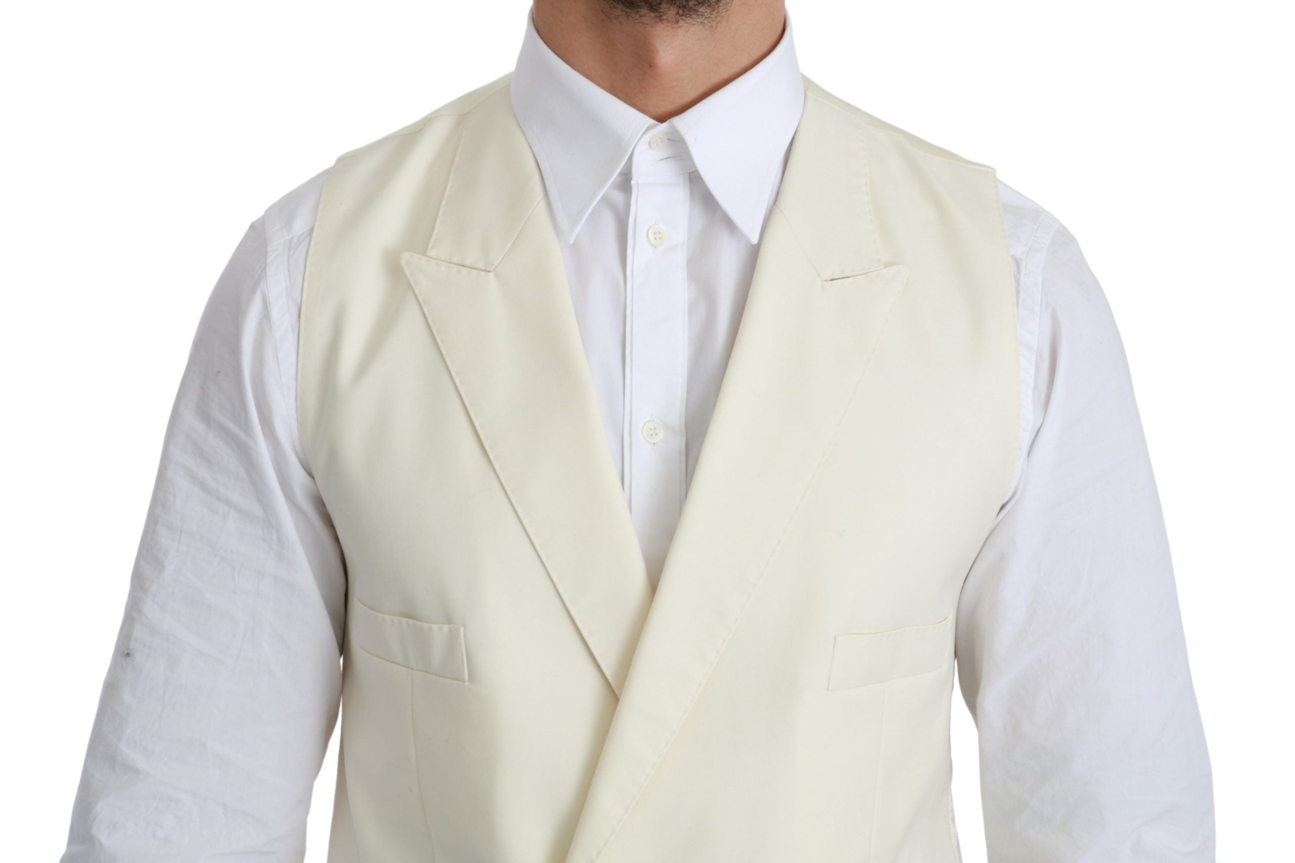 Dolce & Gabbana Elegant Cream Wool Dress Vest - ACCEXO