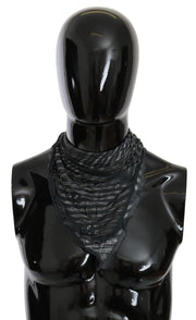Costume National Elegant Black Striped Men's Viscose Scarf - ACCEXO