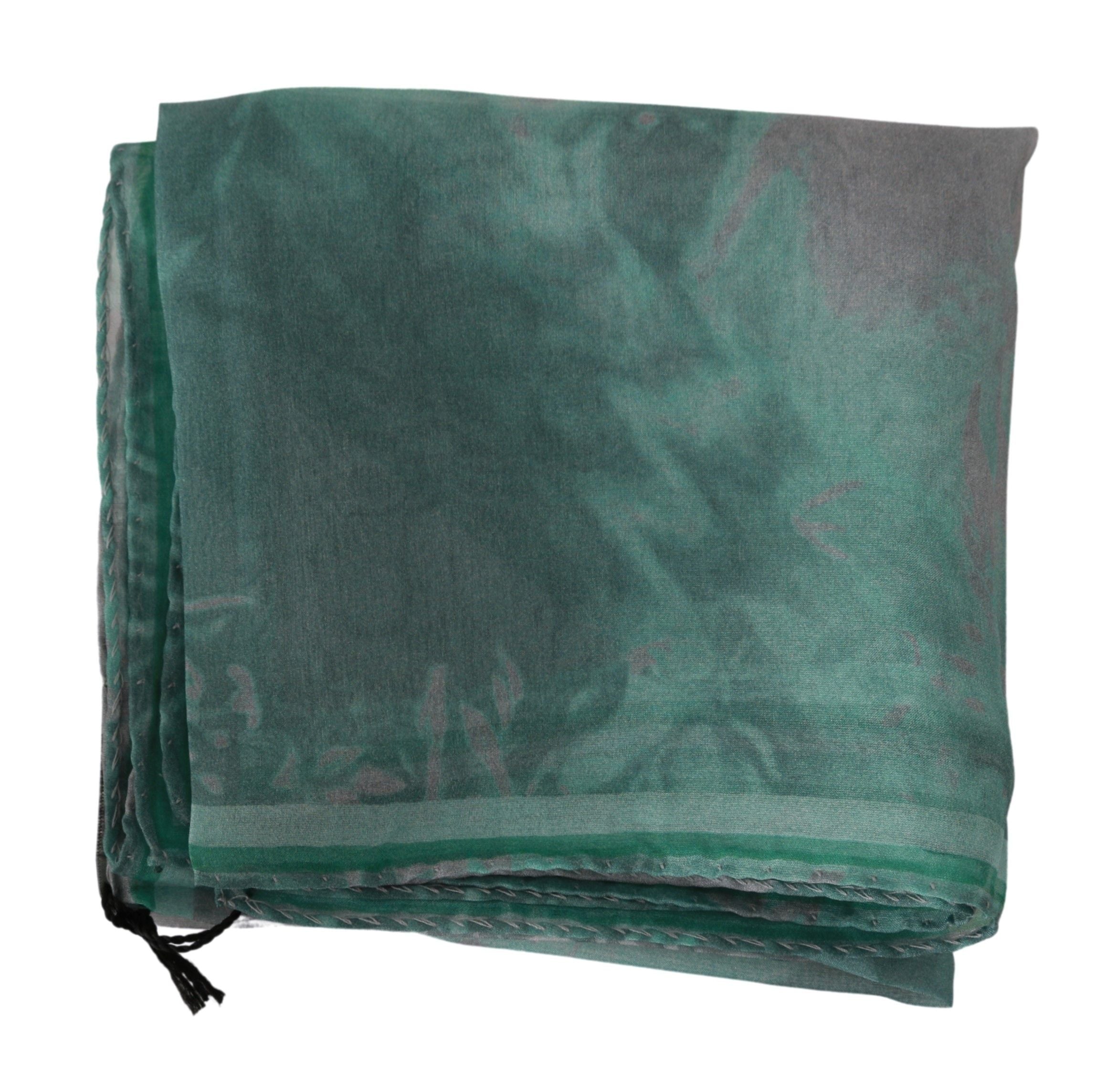 Costume National Elegant Silk Green Printed Scarf - ACCEXO