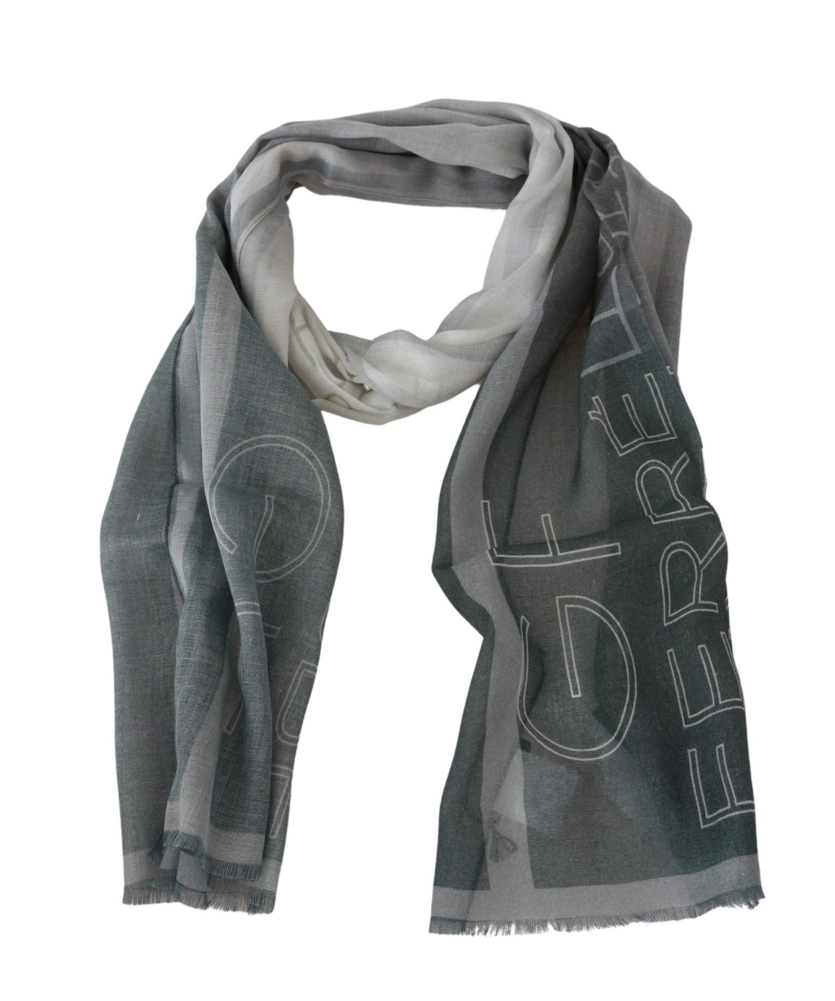 GF Ferre Elegant Blue Gray Patterned Scarf - ACCEXO