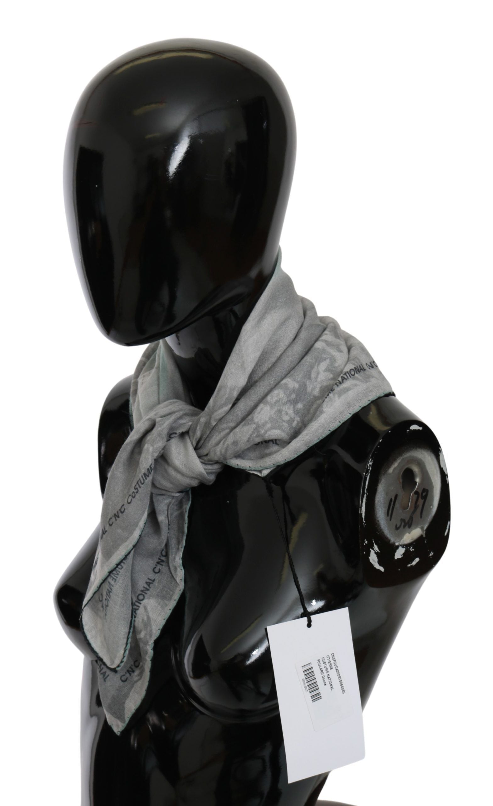 Costume National Elegant Gray Silk Scarf for Women - ACCEXO