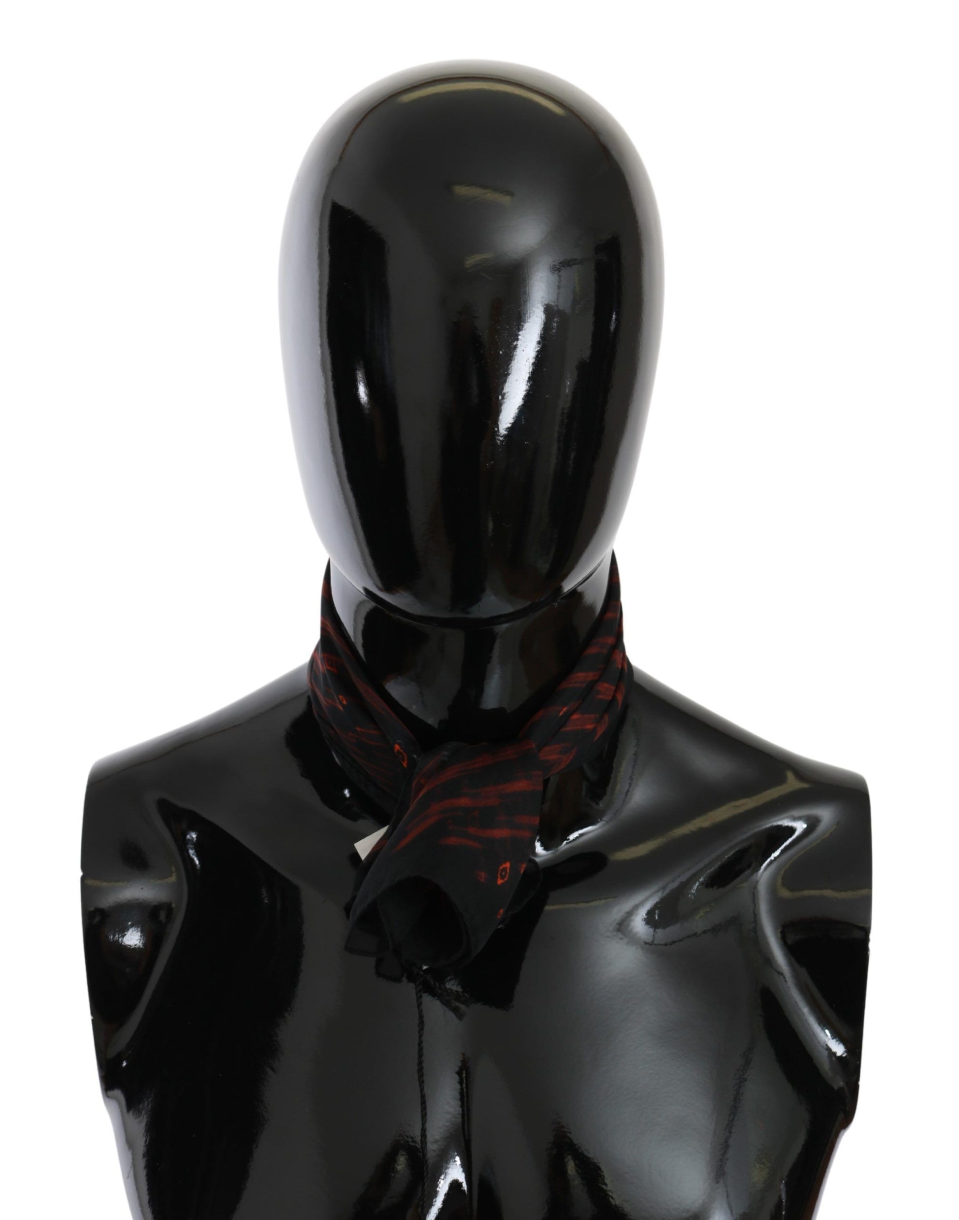 Costume National Elegant Silk Scarf Bandana Hat in Black Orange - ACCEXO