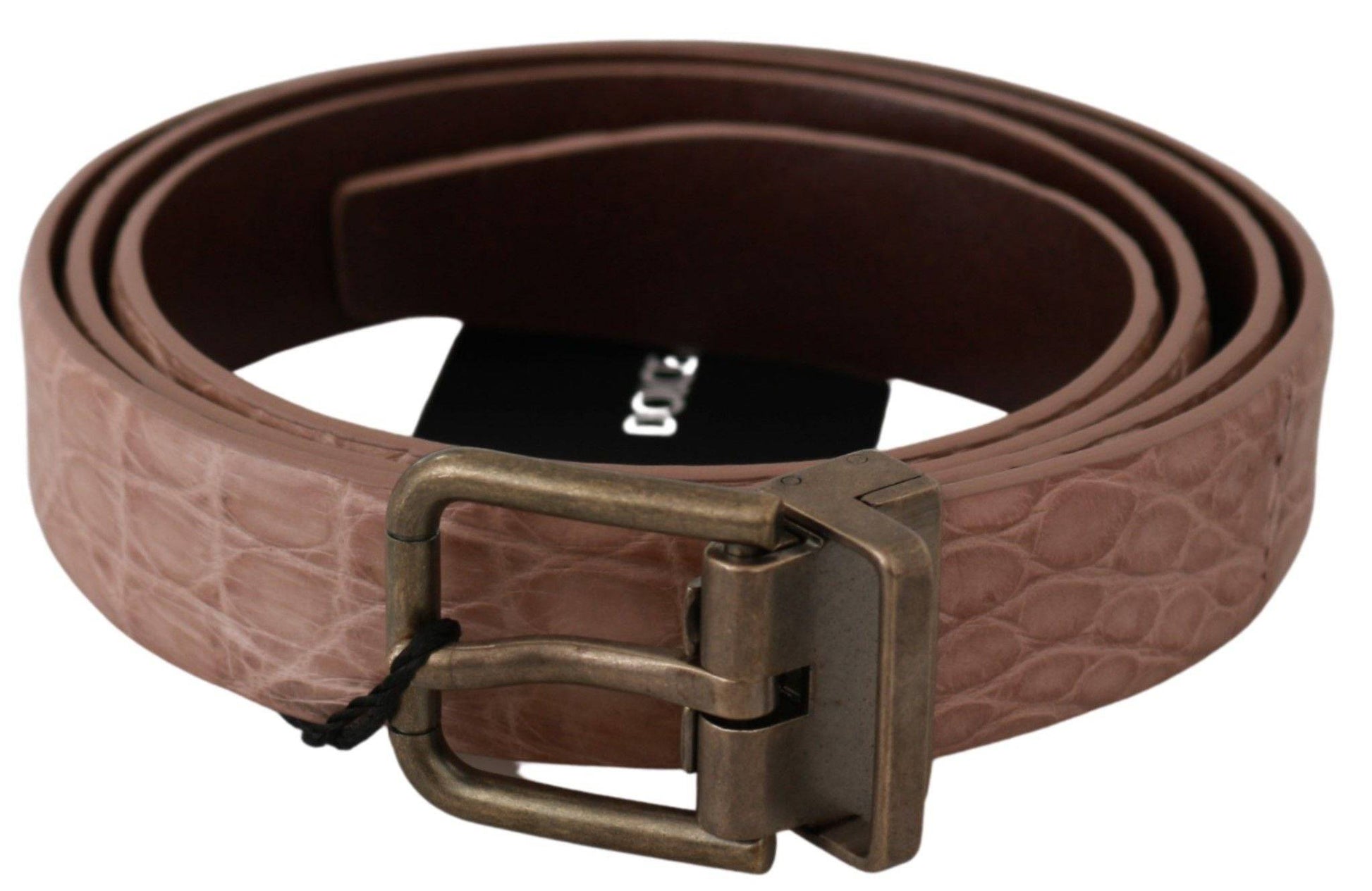 Dolce & Gabbana Elegant Exotic Skin Brushed Gold Buckle Belt - ACCEXO