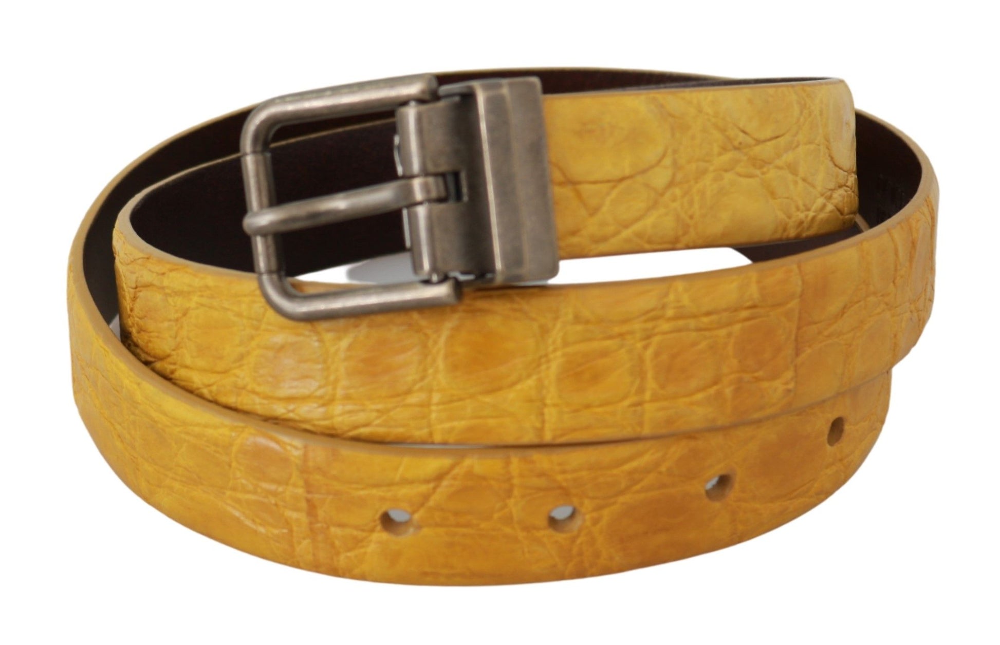 Dolce & Gabbana Exotic Yellow Animal Pattern Leather Belt - ACCEXO