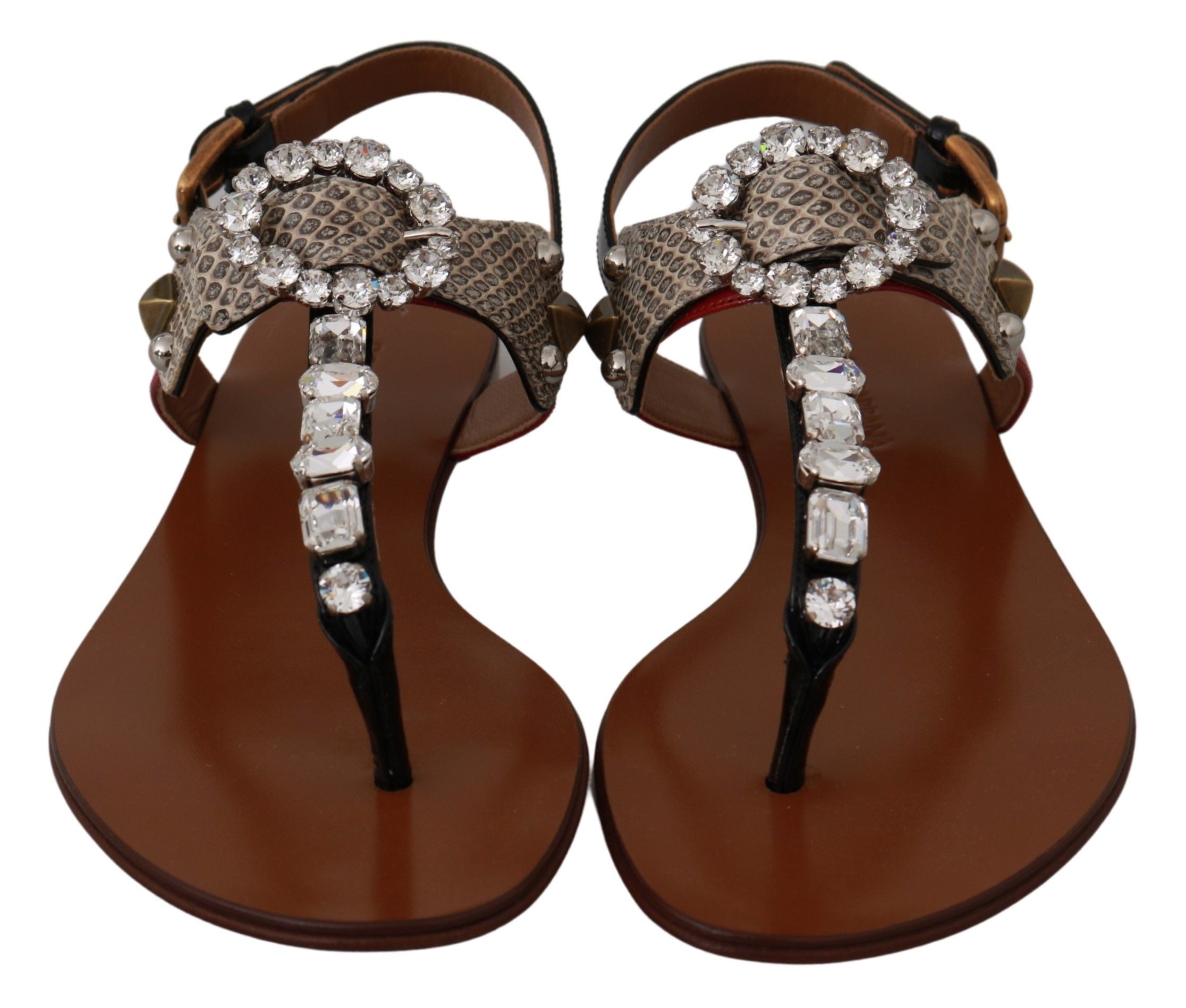 Dolce & Gabbana Leather Ayers Crystal Sandals Flip Flops Shoes Secondary image