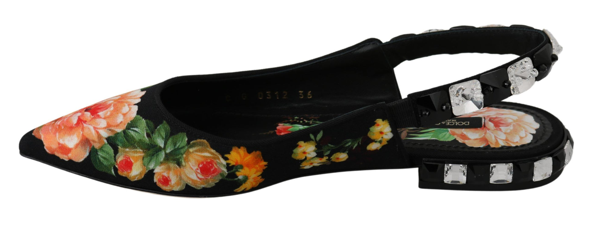Dolce & Gabbana Elegant Crystal-Embellished Floral Flats - ACCEXO