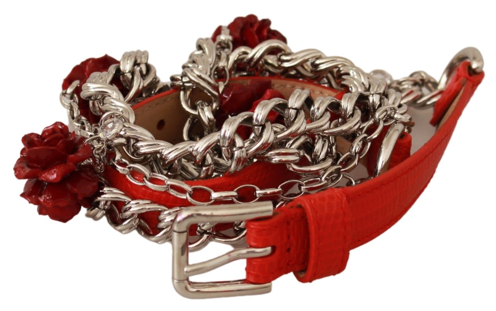 Dolce & Gabbana Elegant Floral Rose Waist Belt in Vibrant Red - ACCEXO