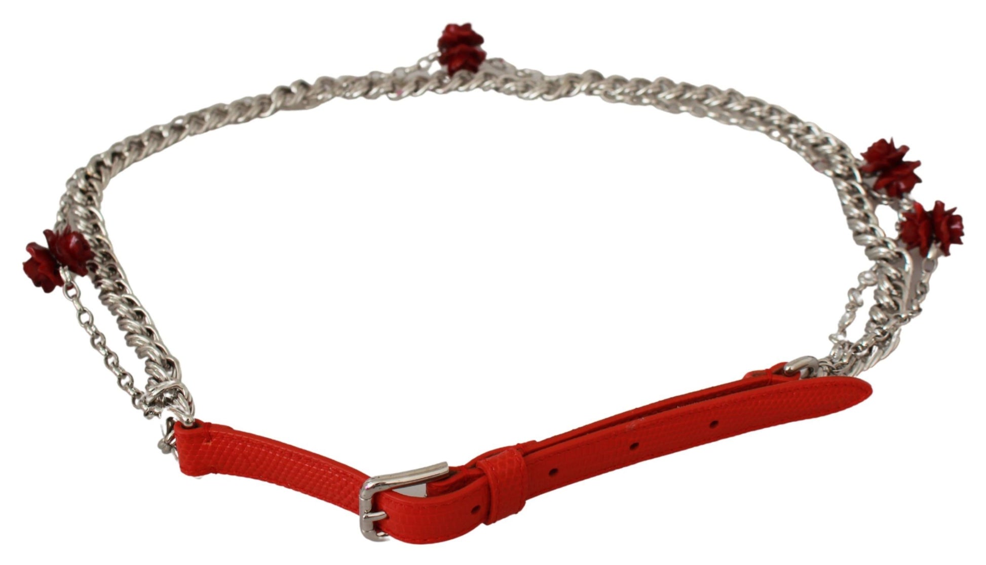 Dolce & Gabbana Elegant Floral Rose Waist Belt in Vibrant Red - ACCEXO