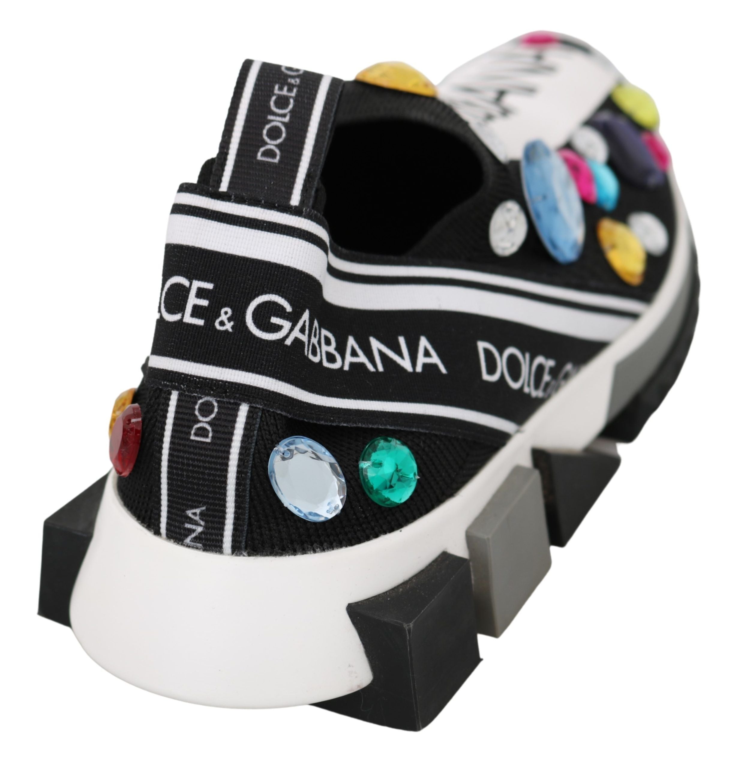 Dolce & Gabbana Black Multicolor Crystal Sneakers Shoes Secondary image