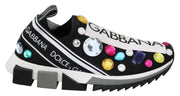 Dolce & Gabbana Black Crystal-Embellished Low Top Sneakers - ACCEXO