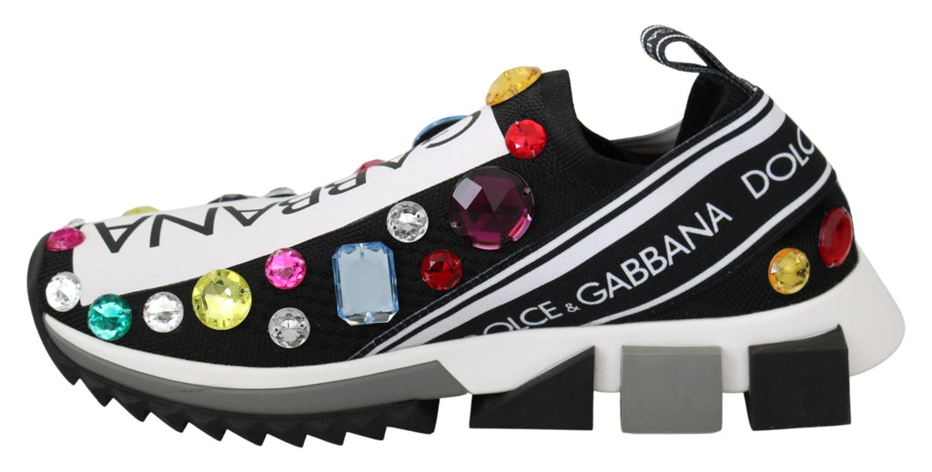 Dolce & Gabbana Black Crystal-Embellished Low Top Sneakers - ACCEXO