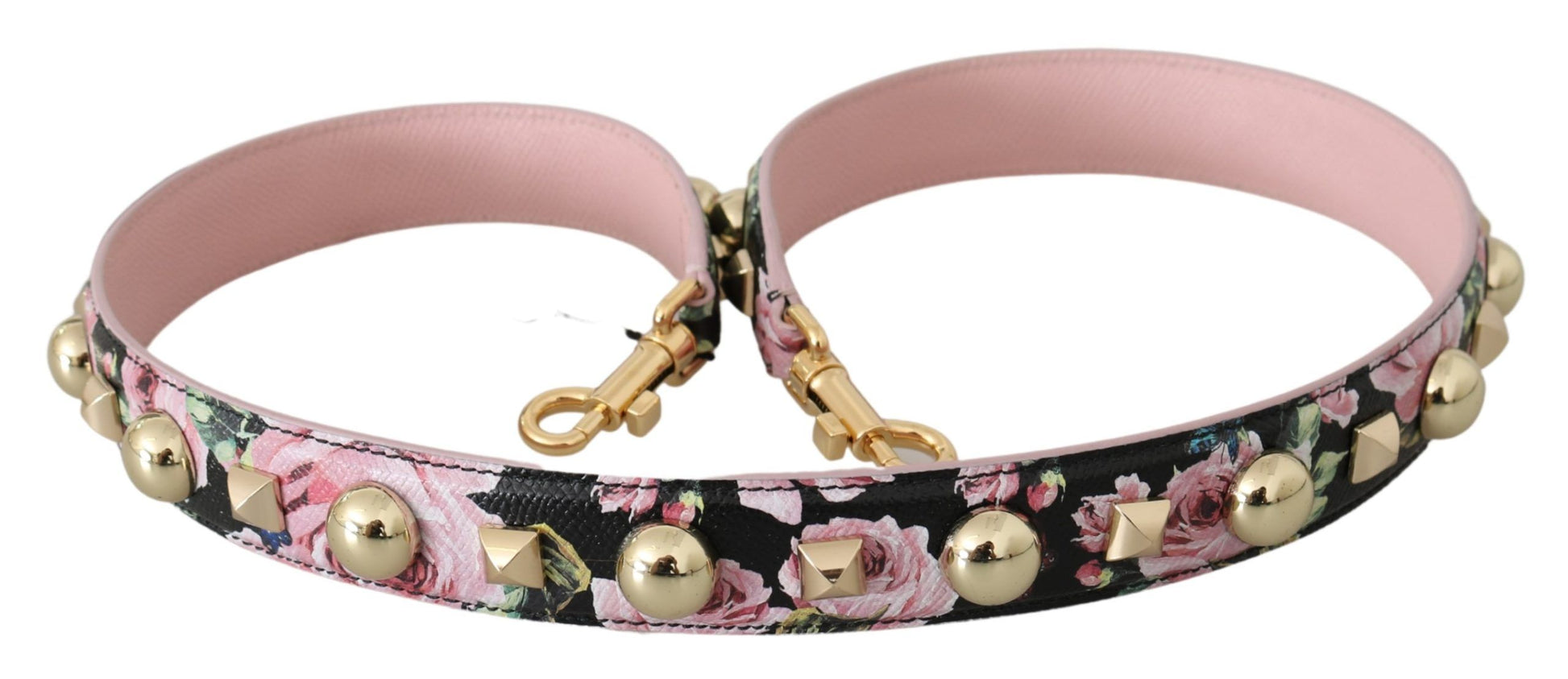 Dolce & Gabbana Pink Floral Leather Stud Accessory Shoulder Strap - ACCEXO