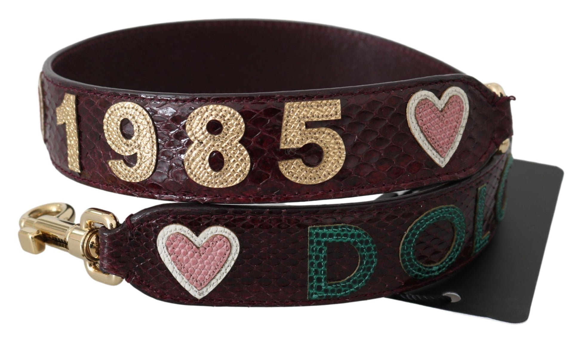 Dolce & Gabbana Bordeaux Exotic Skin Leather Belt Shoulder Strap - ACCEXO