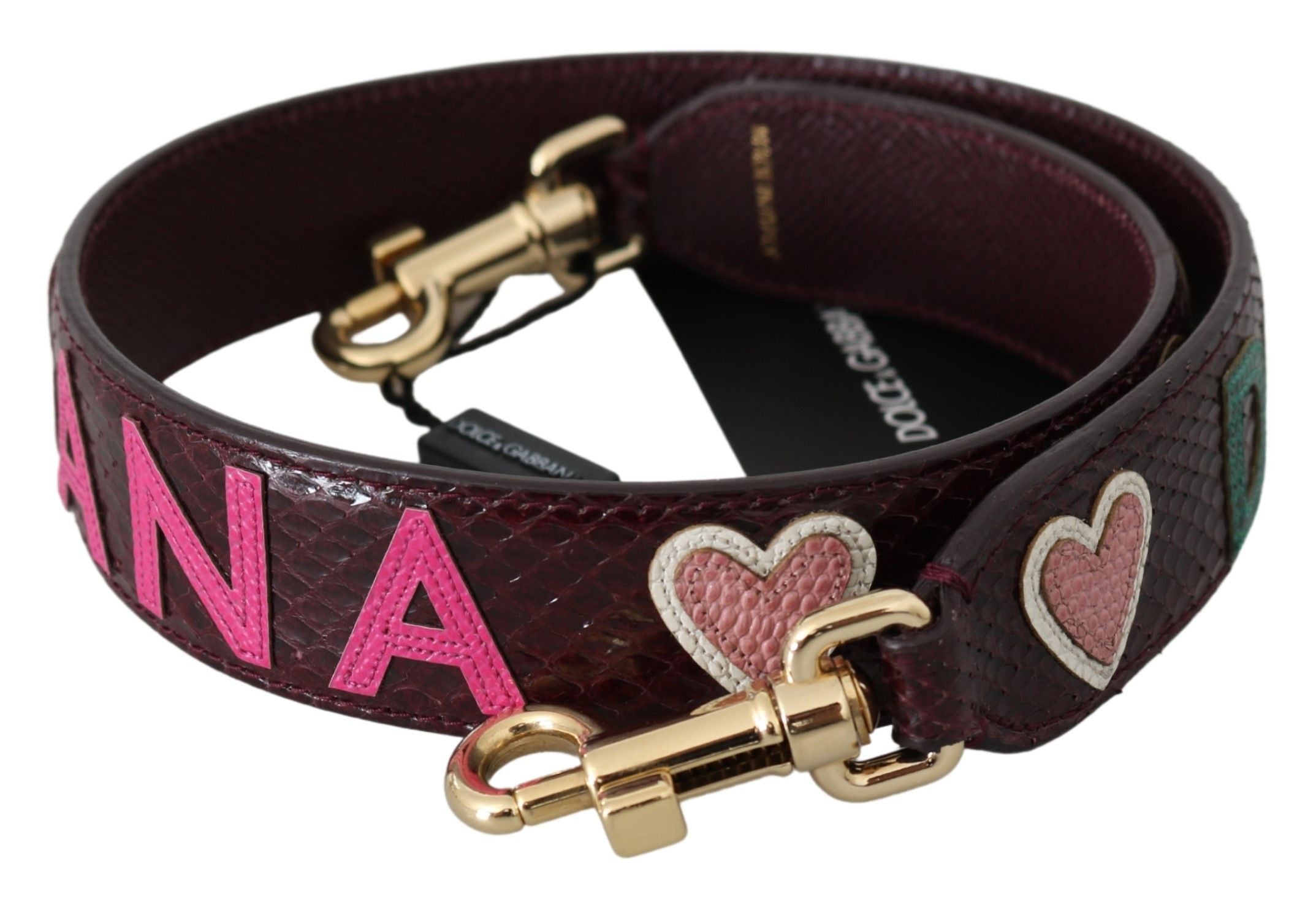 Dolce & Gabbana Bordeaux Exotic Skin Leather Belt Shoulder Strap - ACCEXO