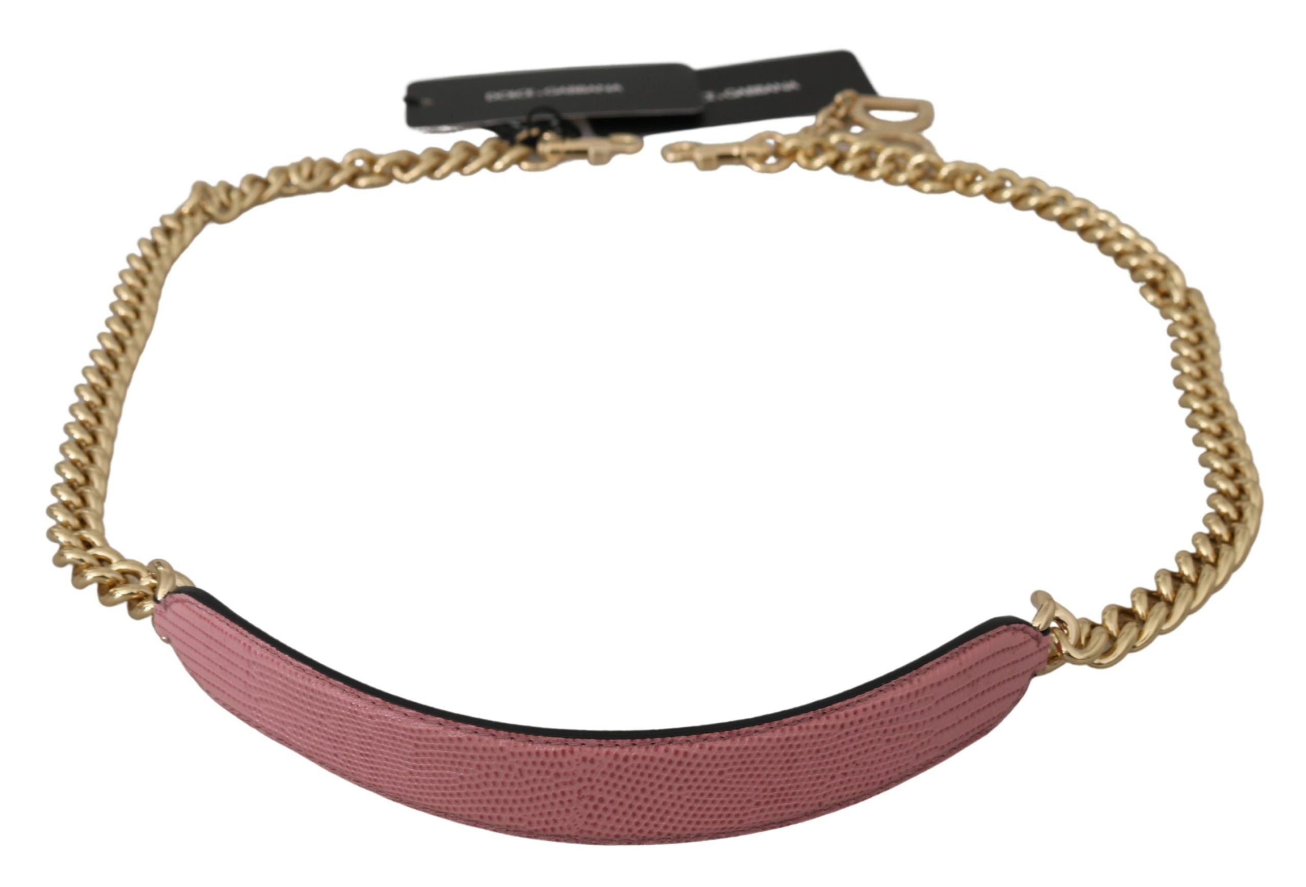 Dolce & Gabbana Pink Leather Gold Chain Accessory Shoulder Strap - ACCEXO