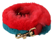 Dolce & Gabbana Red Blue Rabbit Fur Leather Shoulder Strap - ACCEXO