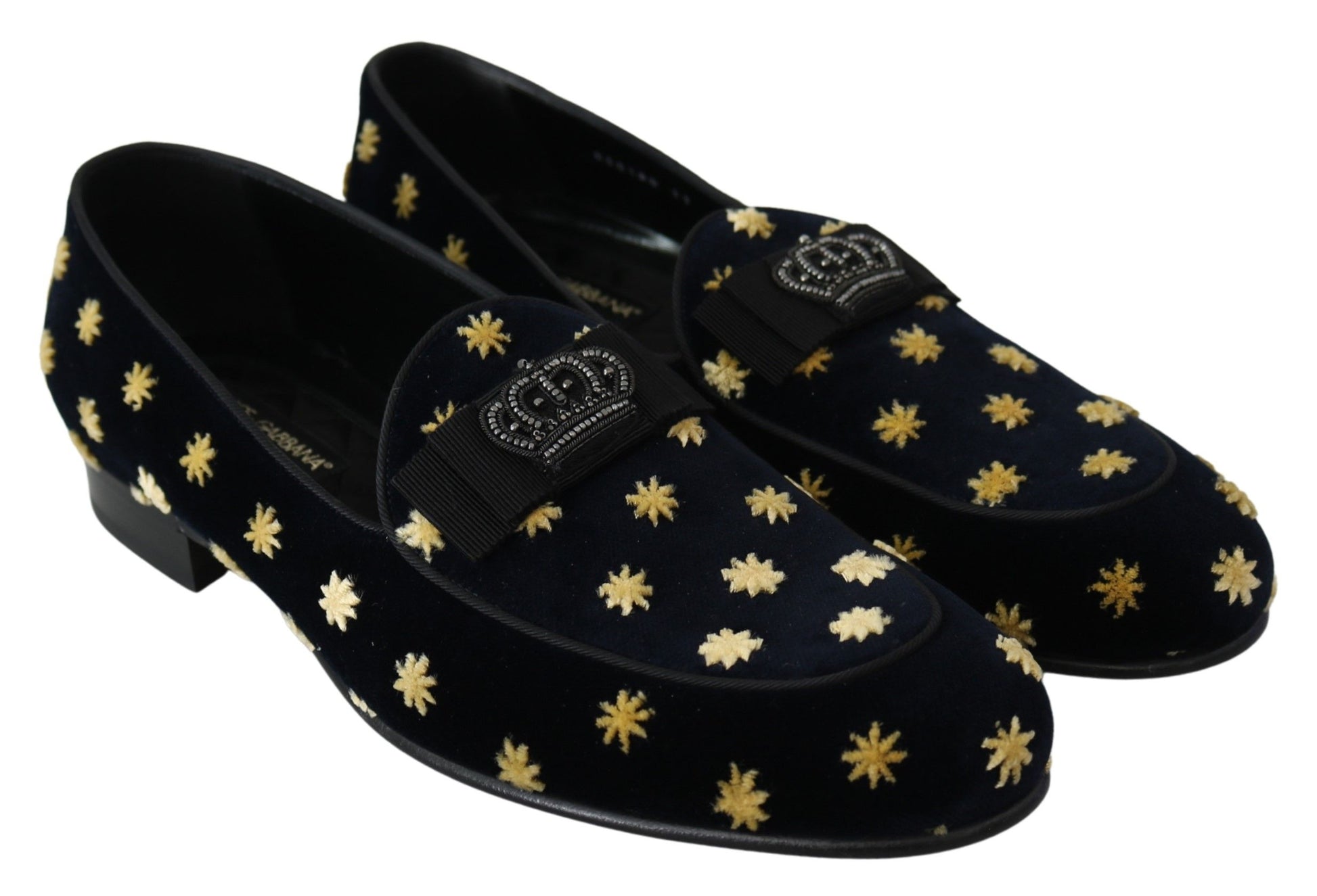 Dolce & Gabbana Elegant Velvet Crown Embroidery Loafers - ACCEXO