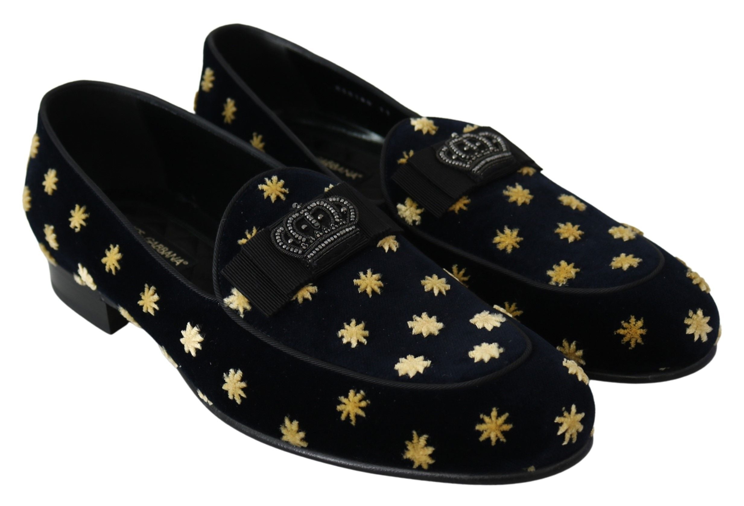 Dolce & Gabbana Elegant Velvet Crown Embroidery Loafers - ACCEXO