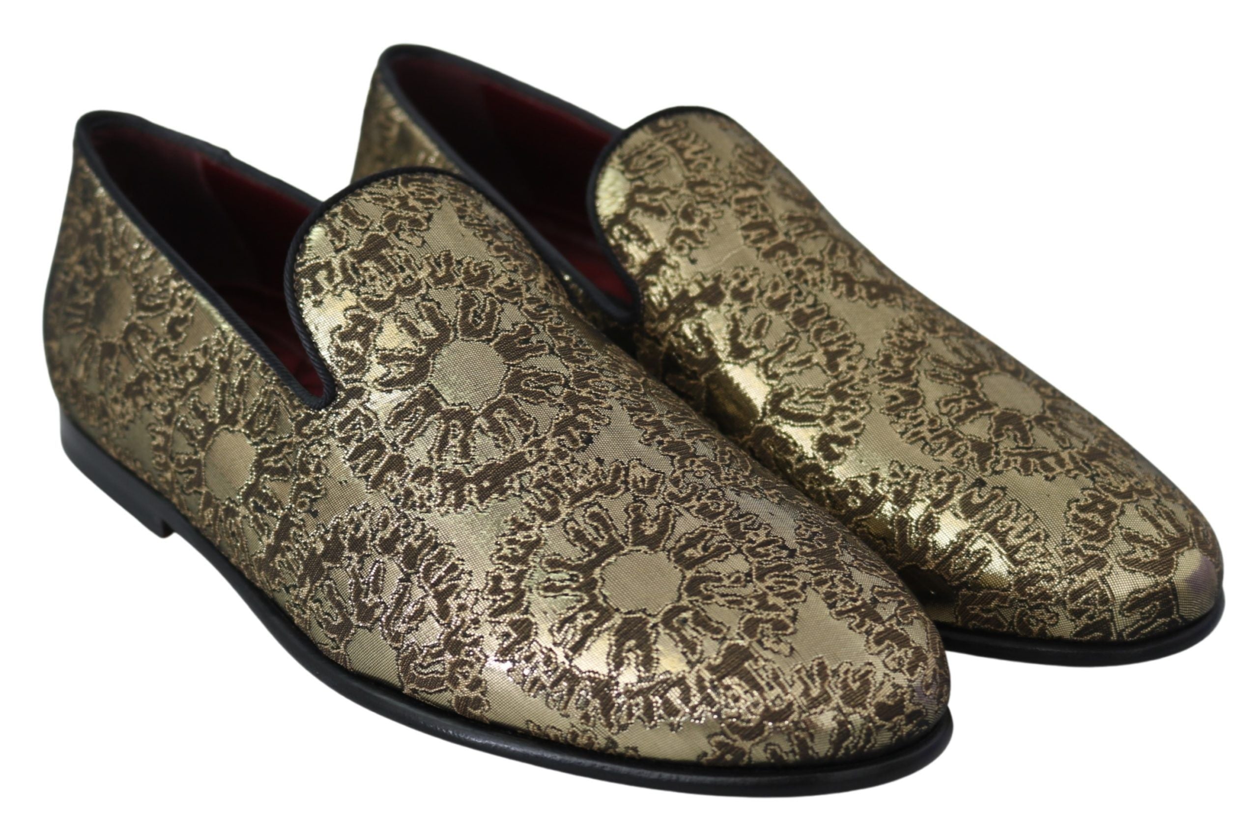 Dolce & Gabbana Gold Bordeaux Loafers Slides Dress Shoes - ACCEXO
