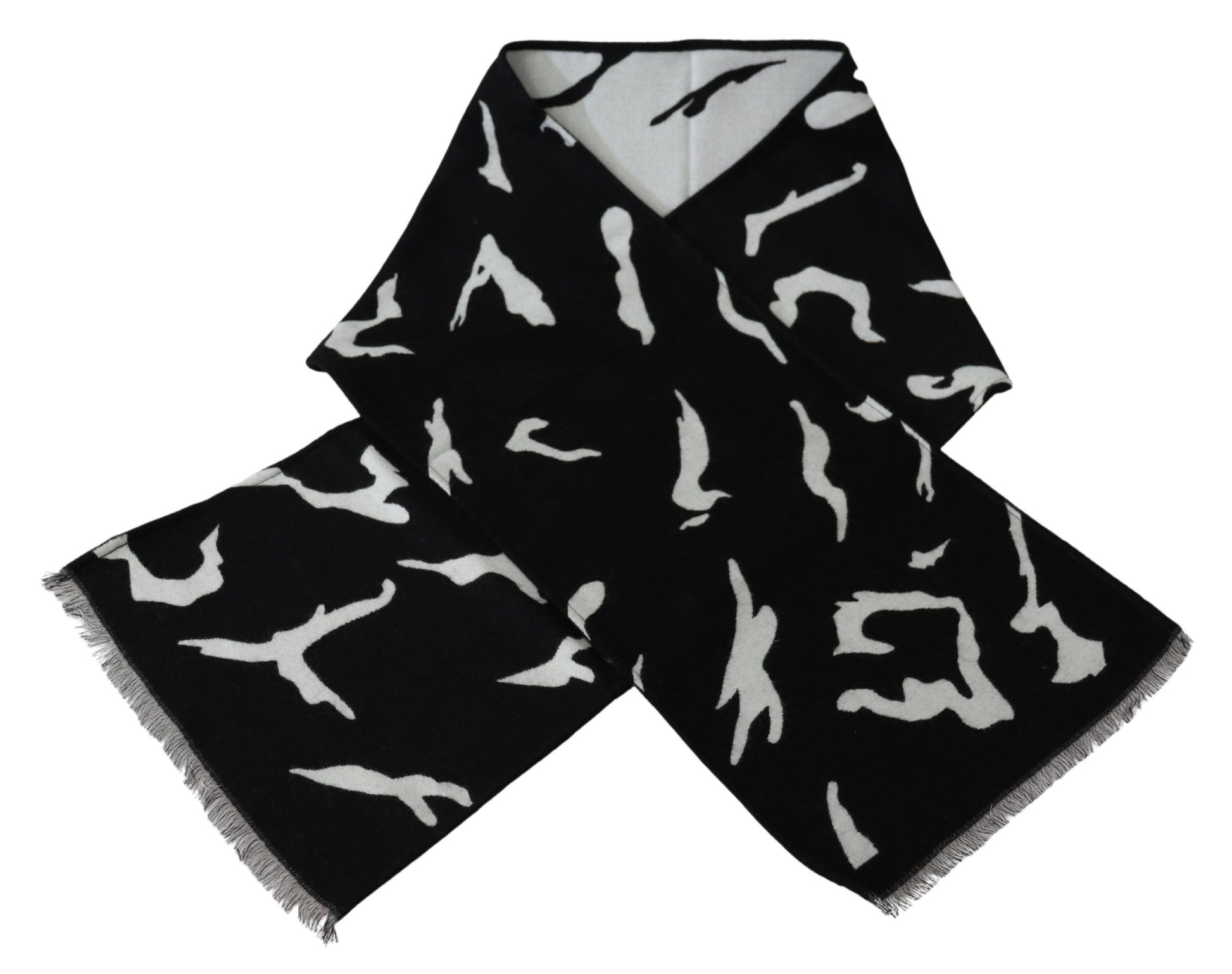 Givenchy Elegant Unisex Wool-Silk Scarf in Black & White - ACCEXO