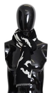Givenchy Elegant Unisex Wool-Silk Scarf in Black & White - ACCEXO