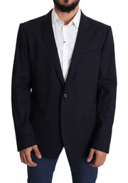 Dolce & Gabbana Dark Blue Wool Stretch Men Coat MARTINI Blazer