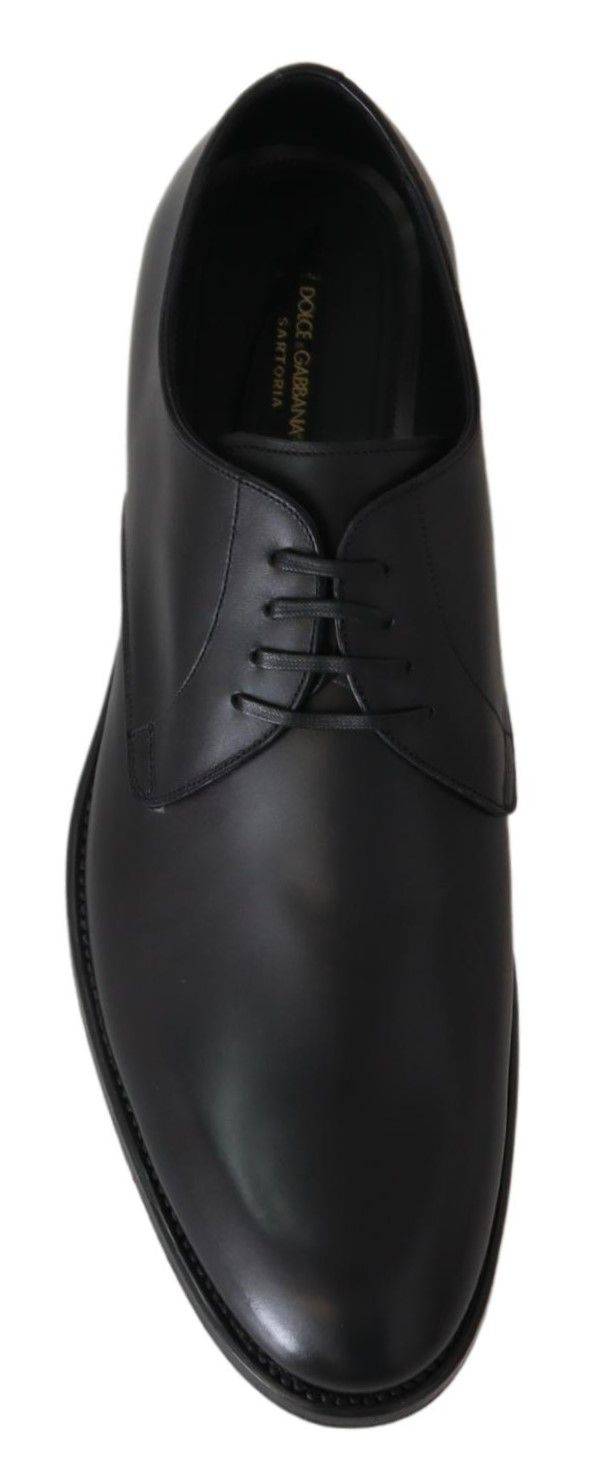 Dolce & Gabbana Elegant Black Leather Derby Dress Shoes - ACCEXO