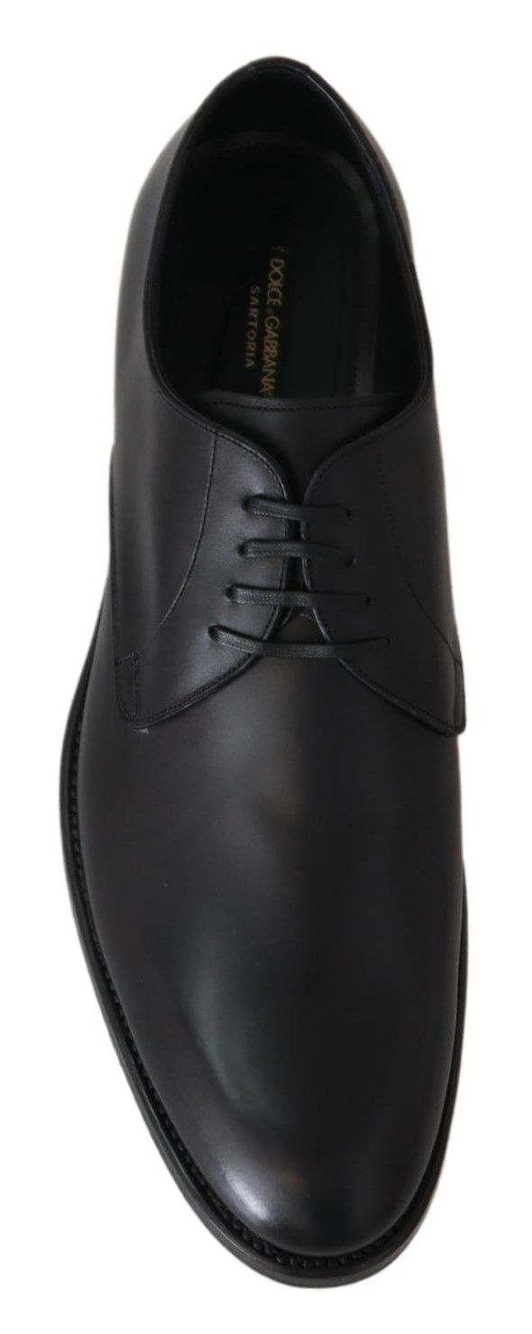 Dolce & Gabbana Elegant Black Leather Derby Dress Shoes - ACCEXO