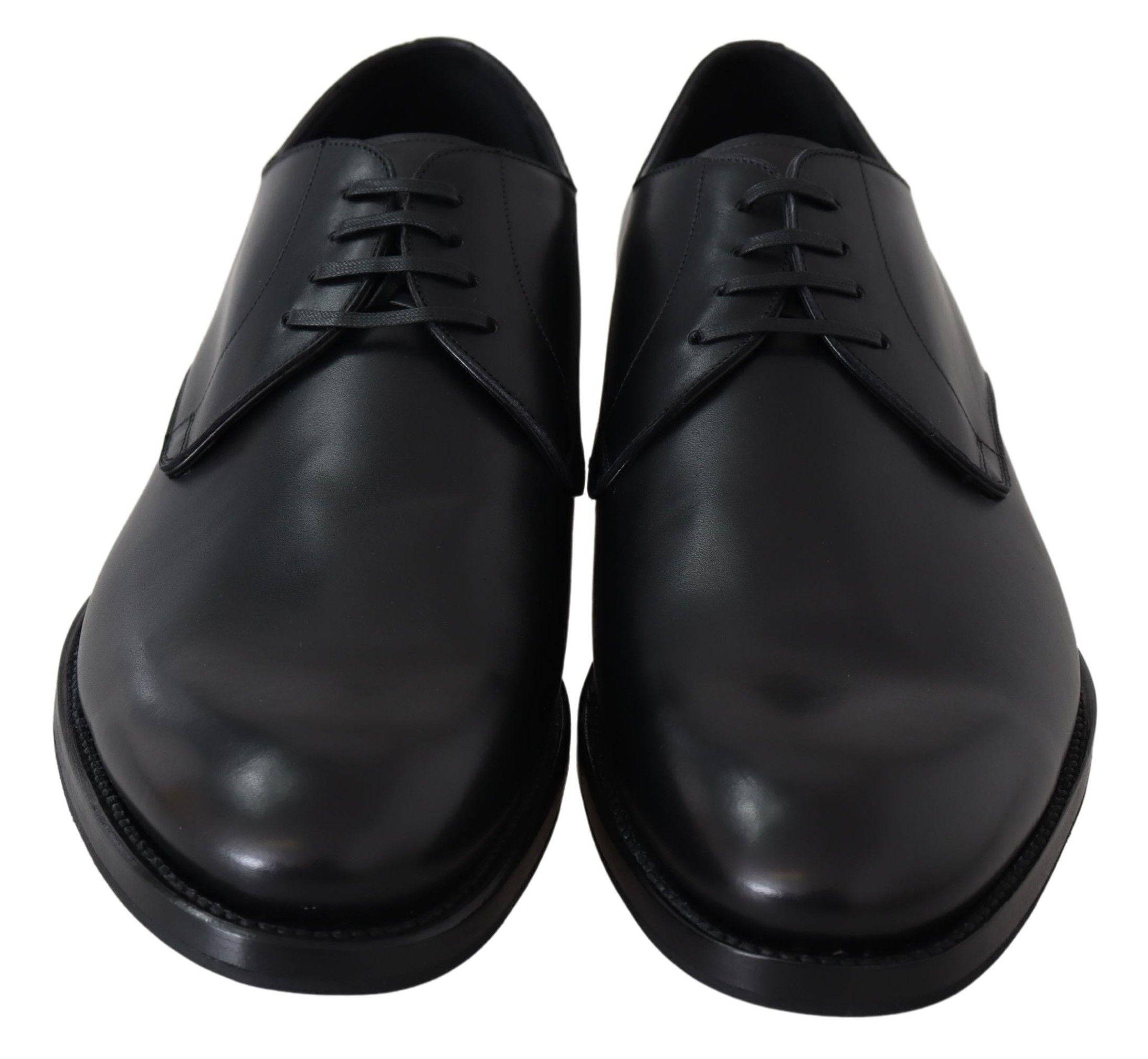 Dolce & Gabbana Elegant Black Leather Derby Dress Shoes - ACCEXO