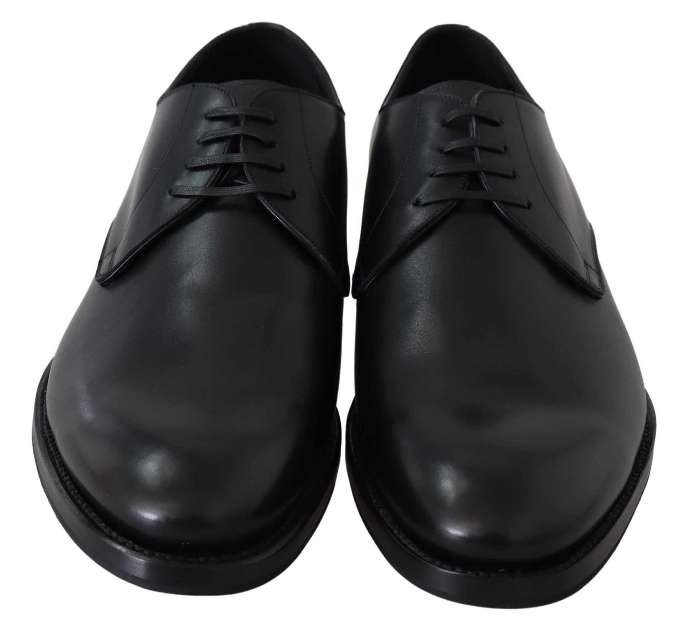 Dolce & Gabbana Elegant Black Leather Derby Dress Shoes - ACCEXO