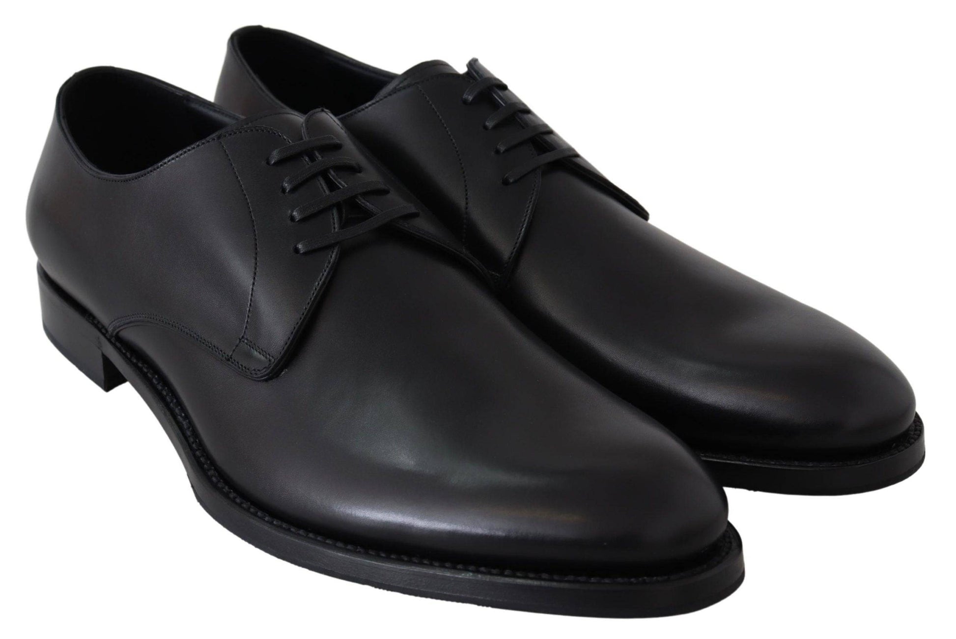 Dolce & Gabbana Elegant Black Leather Derby Dress Shoes - ACCEXO