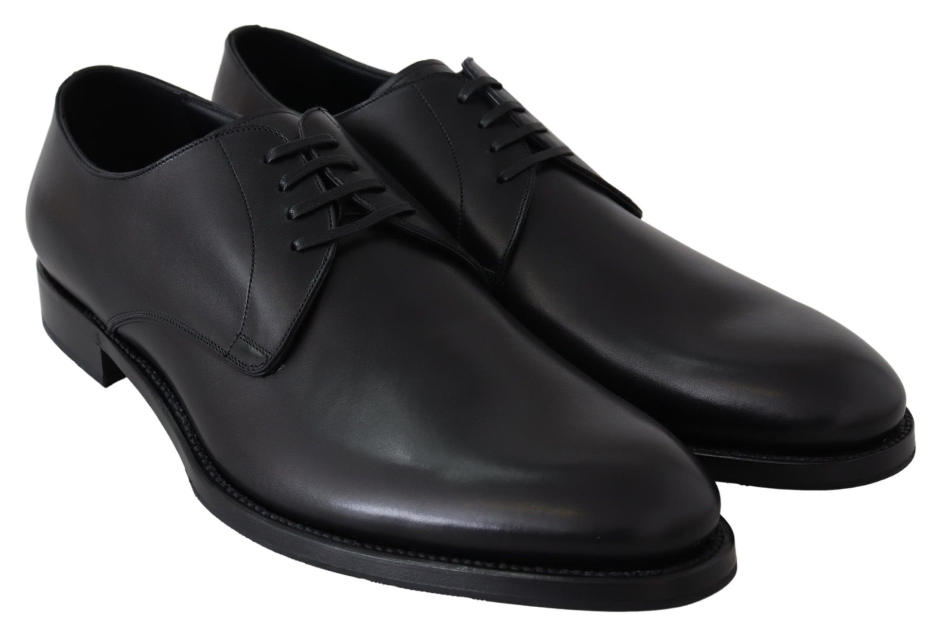 Dolce & Gabbana Elegant Black Leather Derby Dress Shoes - ACCEXO