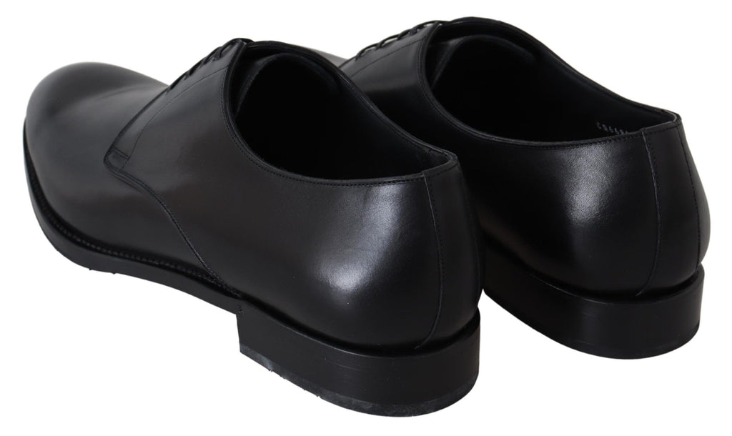 Dolce & Gabbana Elegant Black Leather Derby Dress Shoes - ACCEXO
