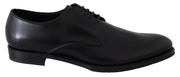 Dolce & Gabbana Elegant Black Leather Derby Dress Shoes - ACCEXO