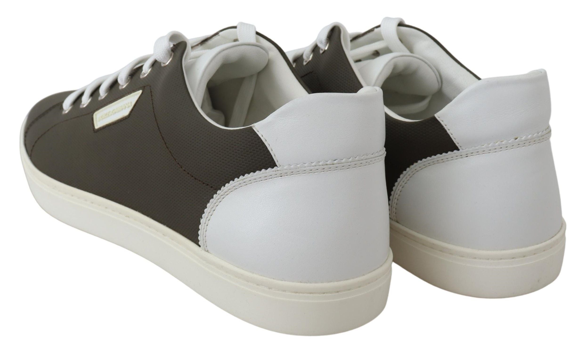 Dolce & Gabbana Sleek White Leather Low Top Sneakers - ACCEXO