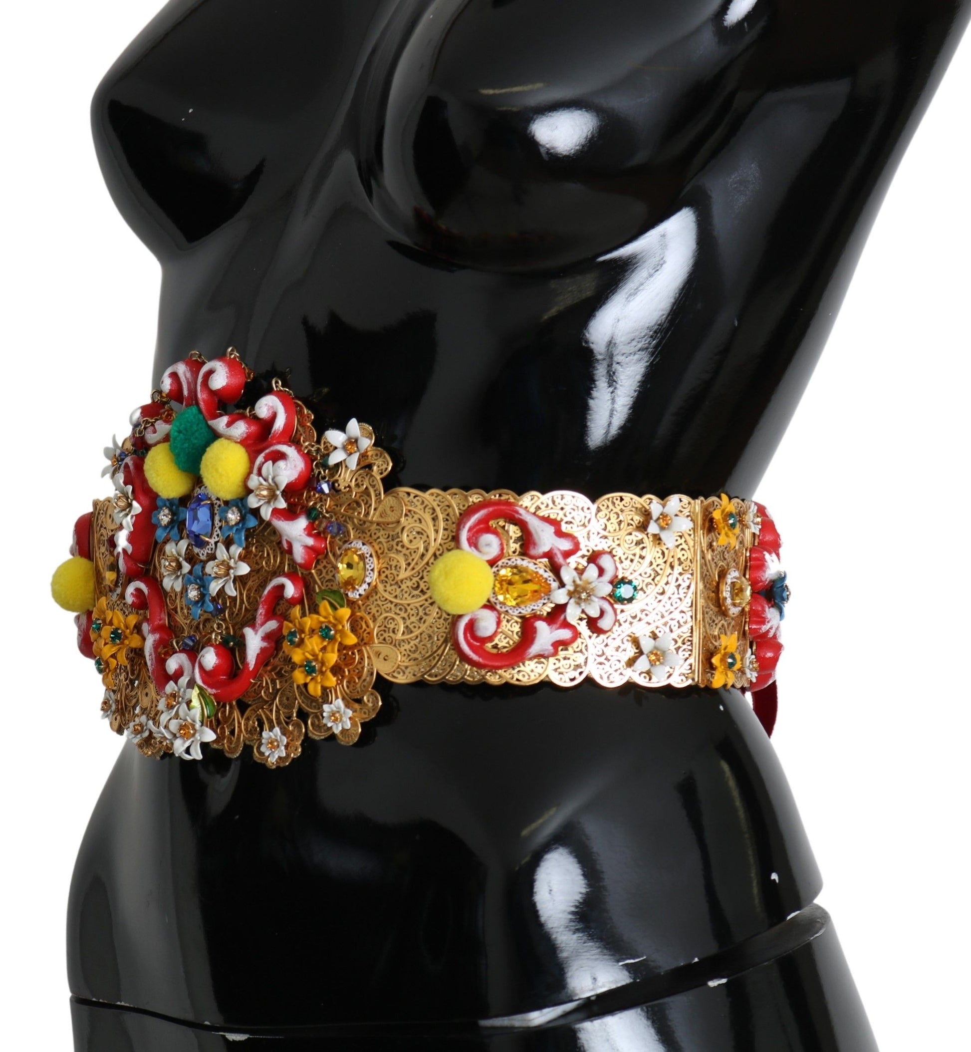 Dolce & Gabbana Gold-Tone Floral Crystal Waist Belt - ACCEXO