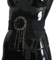 Dolce & Gabbana Black Crystal Brooch Wide Wai SATORIA Belt for Women