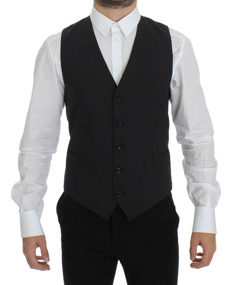 Dolce & Gabbana Elegant Gray Wool Blend Dress Vest - ACCEXO