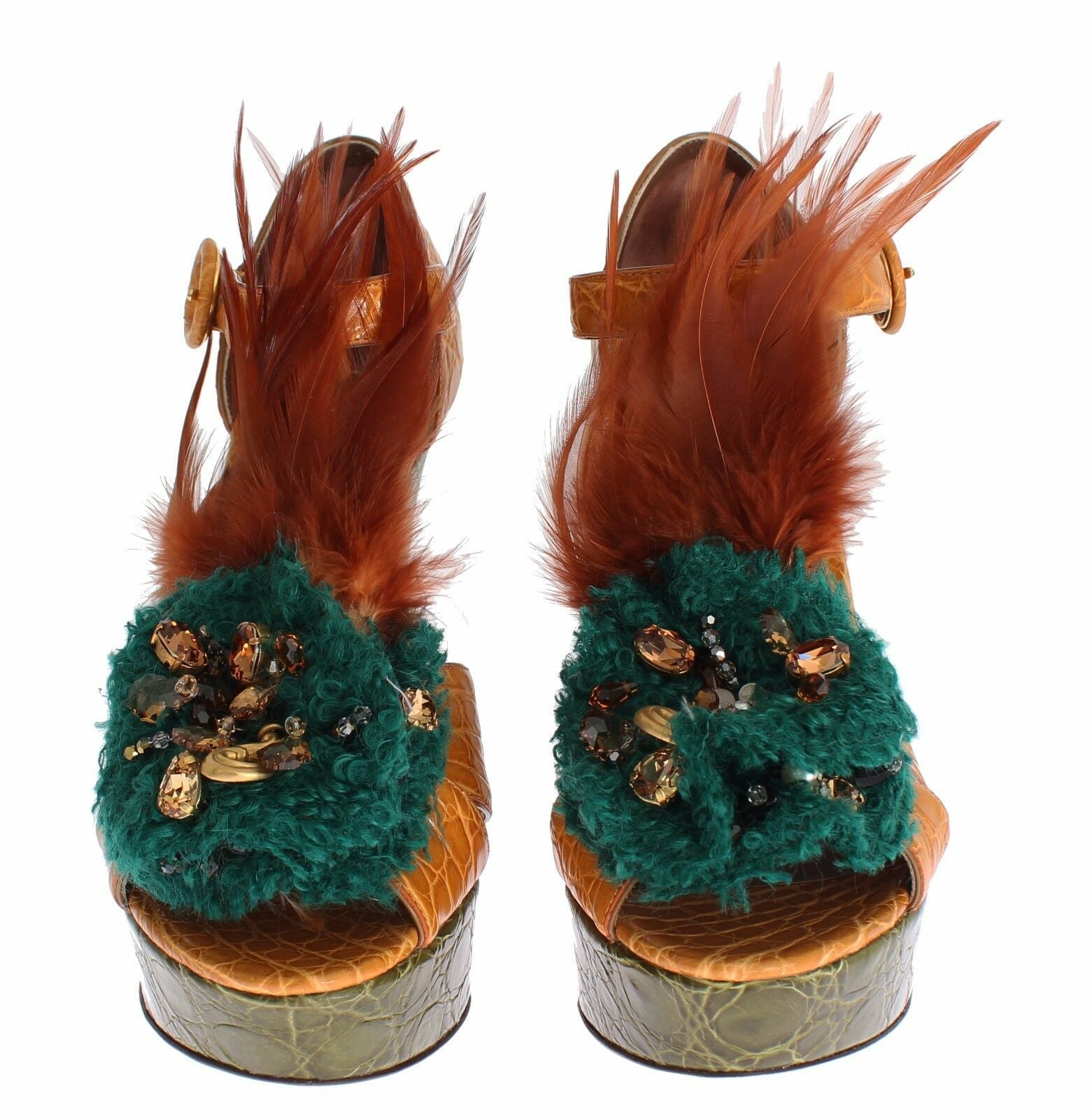 Dolce & Gabbana Multicolor Crystal Ankle Strap Platform Sandals - ACCEXO